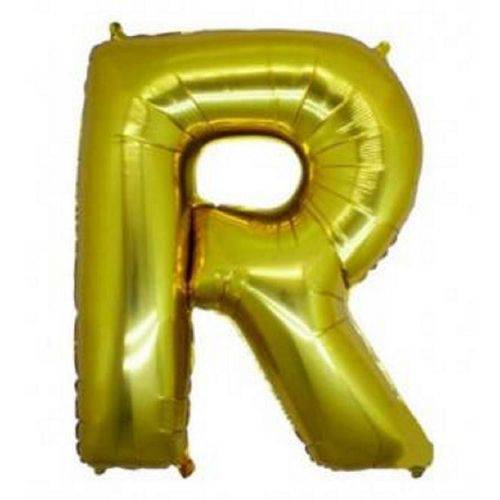 Balão Letra R Metalizado Dourado - 30cm X 40cm