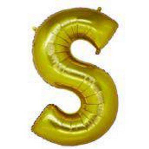 Balão Letra S Metalizado Dourado - 30cm X 40cm