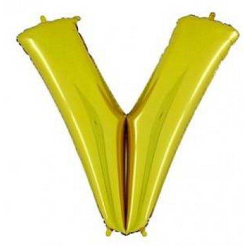 Balão Letra V Metalizado Dourado - 30cm X 40cm
