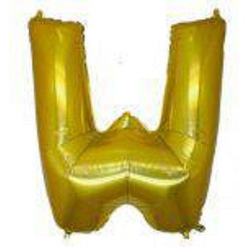 Balão Letra W Metalizado Dourado - 30cm X 40cm