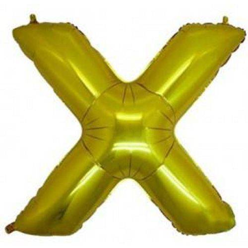 Balão Letra X Metalizado Dourado - 30cm X 40cm