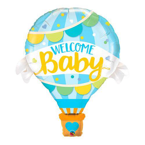 Balão Metalizado 42 Polegadas - Bem-vindo Bebê Balão Azul - Qualatex