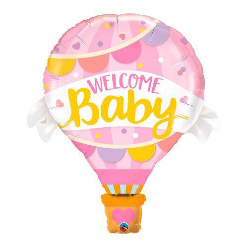 Balão Metalizado 42 Polegadas - Bem-vindo Bebê Balão Rosa - Qualatex