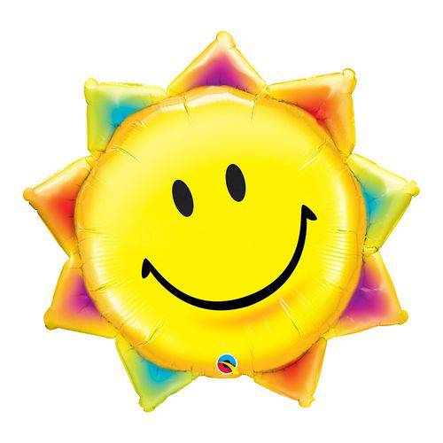 Balão Metalizado 35 Polegadas - Raio de Sol e Carinha Sorridente - Qualatex