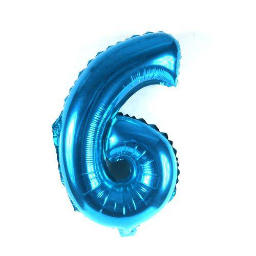 Balão Metalizado Azul Número 6