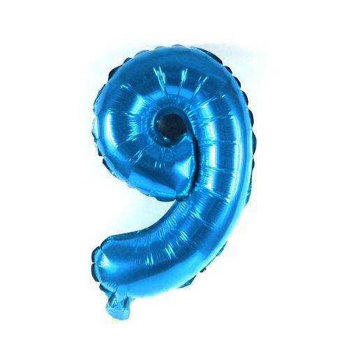Balão Metalizado Azul Número 9