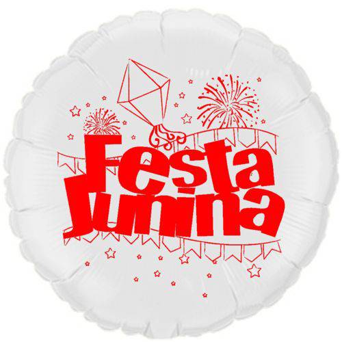 Balão Metalizado Branco e Vermelho Festa Junina Flexmetal - 20 Polegadas