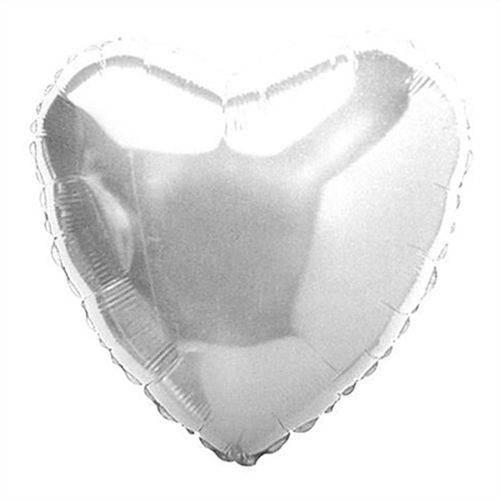 Balão Metalizado Coração 20 Polegadas - 51 Cm Prata