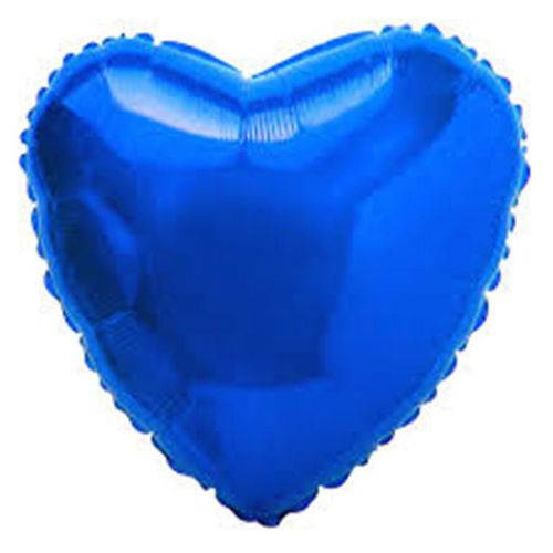 Balão Metalizado Coração 18" (aprox. 45cm) Azul