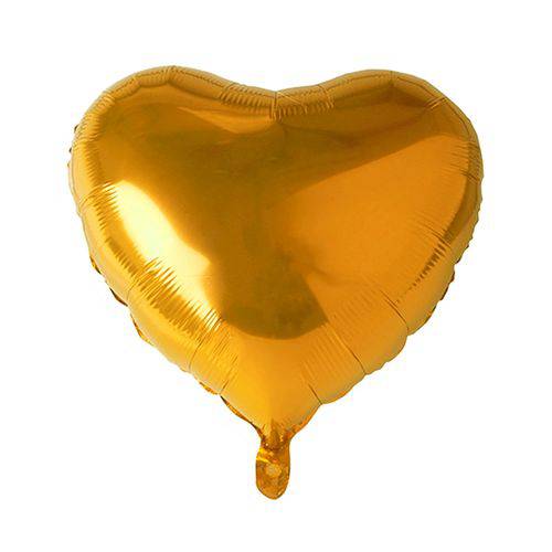 Balão Metalizado Coração 18" (aprox. 45cm) Dourado