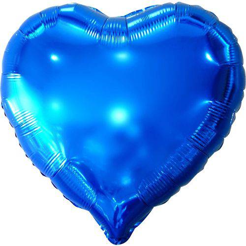 Balão Metalizado Coração Azul 45 Cm.
