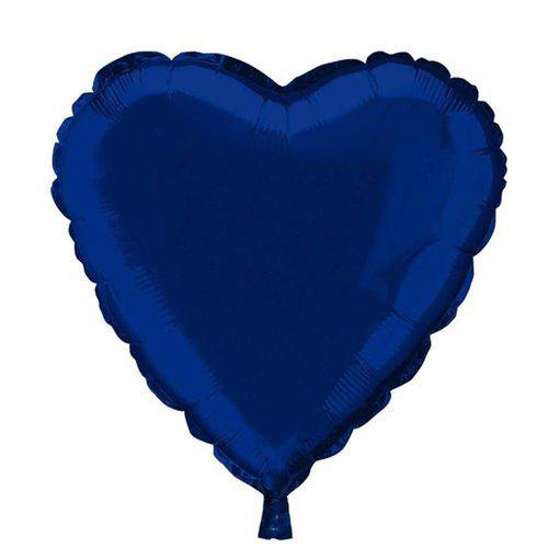 Balão Metalizado Coração Azul N18
