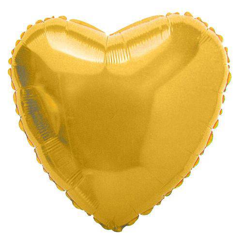 Balão Metalizado Coração Ouro - Flexmetal - 09" (Aprox. 22 Cm)