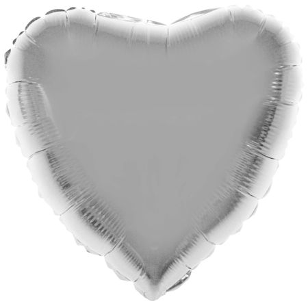 Balão Metalizado Coração Prata 80x75cm