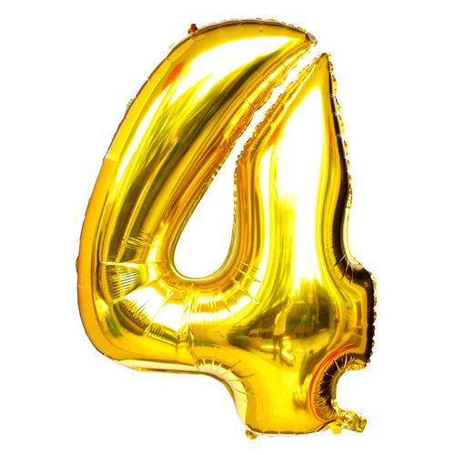 Balão Metalizado Dourado 110cm Número 4