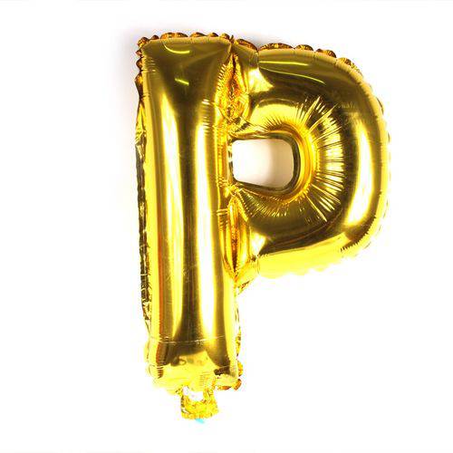 Balão Metalizado Dourado Letra P 45 Cm