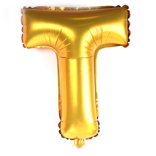 Balão Metalizado Mini Shape Letra T Dourado 70cm