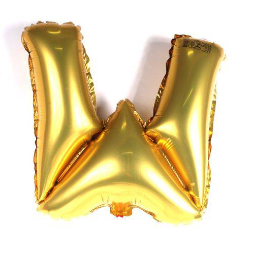 Balão Metalizado Dourado Letra W 45 Cm