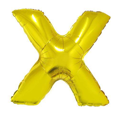 Balão Metalizado Dourado Letra X 45 Cm
