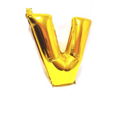 Balão Metalizado Gigante Dourado Letra V