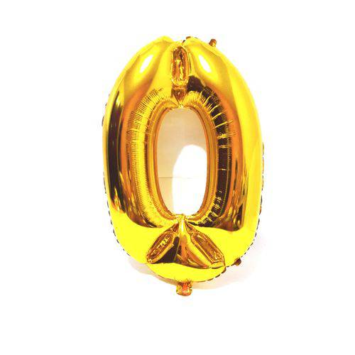 Balão Metalizado Gigante Dourado Número 0