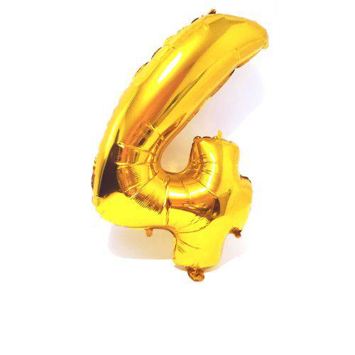 Balão Metalizado Gigante Dourado Número 4 75cm