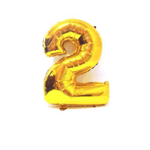 Balão Metalizado Gigante Dourado Número 2 75cm