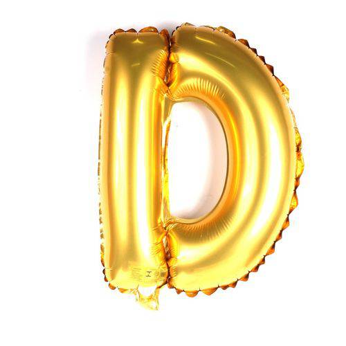 Balão Metalizado Letra D Dourado 100cm