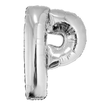 Balão Metalizado Letra P 40cm Prata Funny Fashion