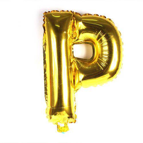Balão Metalizado Letra P Dourado