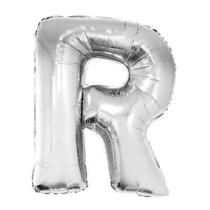 Balão Metalizado Letra R 40cm Prata Funny Fashion