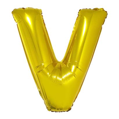 Balão Metalizado Letra V 40cm Ouro Funny Fashion