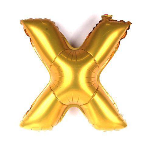 Balão Metalizado Letra X Dourado