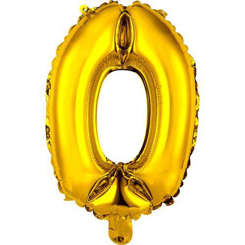 Balão Metalizado Numero 0 Ouro 40cm
