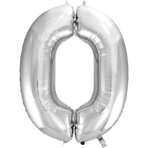 Balão Metalizado Numero 0 Prata 100cm
