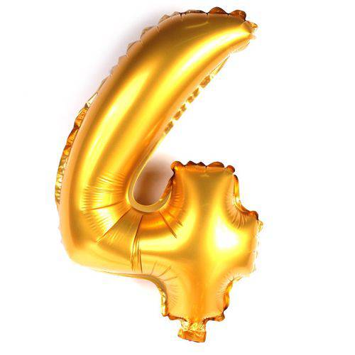 Balão Metalizado Número 4 Até 45cm Dourado