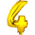 Balão Metalizado Numero 4 Ouro 40cm
