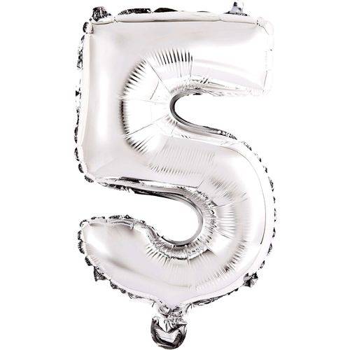 Balão Metalizado Numero 5 Prata 40cm