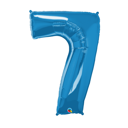 Balão Metalizado Número 7 Azul Safira 86cm Qualatex