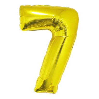 Balão Metalizado Número 7 Ouro 40cm com Vareta Funny Fashion
