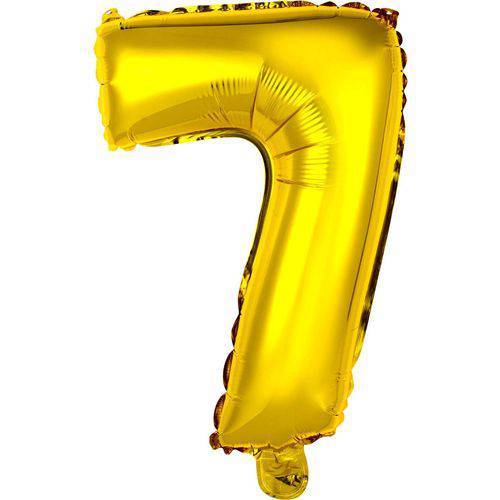 Balão Metalizado Numero 7 Ouro 40cm