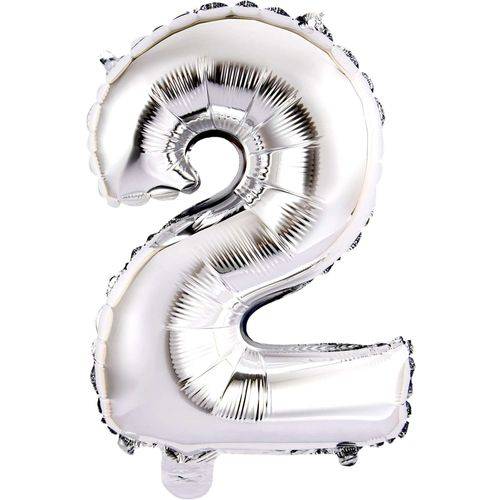Balão Metalizado Numero 2 Prata 40cm