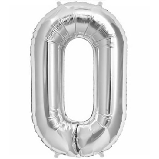 Balão Metalizado Prata Número 0 95cm 11129 Hbox