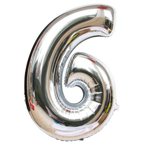 Balão Metalizado Prata Número 6 Até 45cm