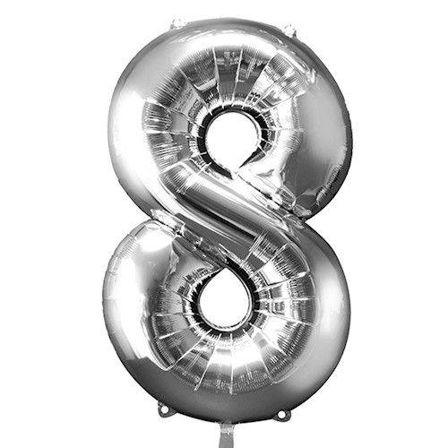 Balão Metalizado Prata Número 8 Até 45cm