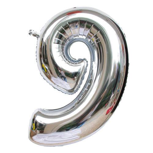 Balão Metalizado Prata Número 9 Até 45cm
