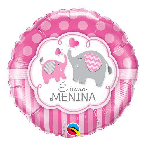 Balão Metalizado Redondo 18 Pol- Menina com Elefante