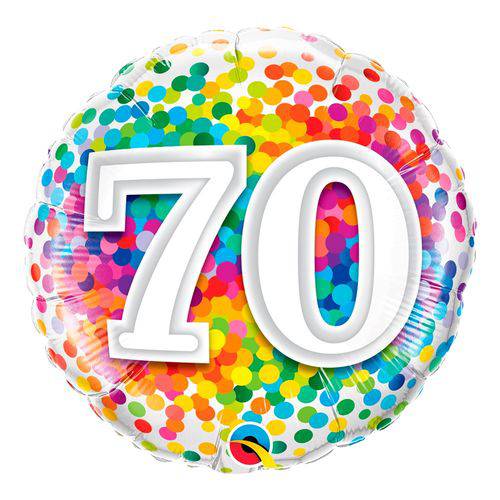Balão Metalizado Redondo 18 Polegadas - 70 Confete Arco-íris - Qualatex