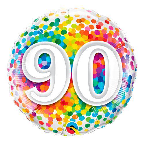 Balão Metalizado Redondo 18 Polegadas - 90 Confete Arco-íris - Qualatex