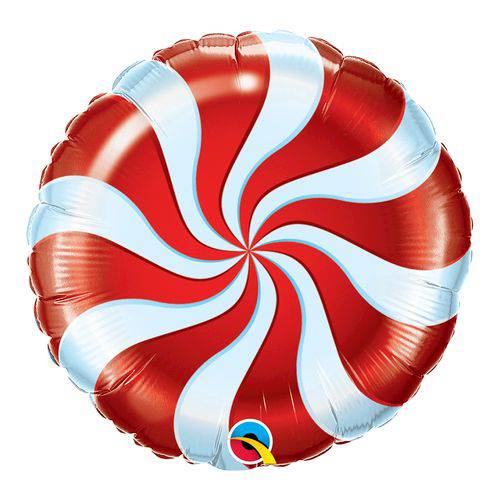 Balão Metalizado Redondo 18 Polegadas - Bala Espiralada Vermelha - Qualatex